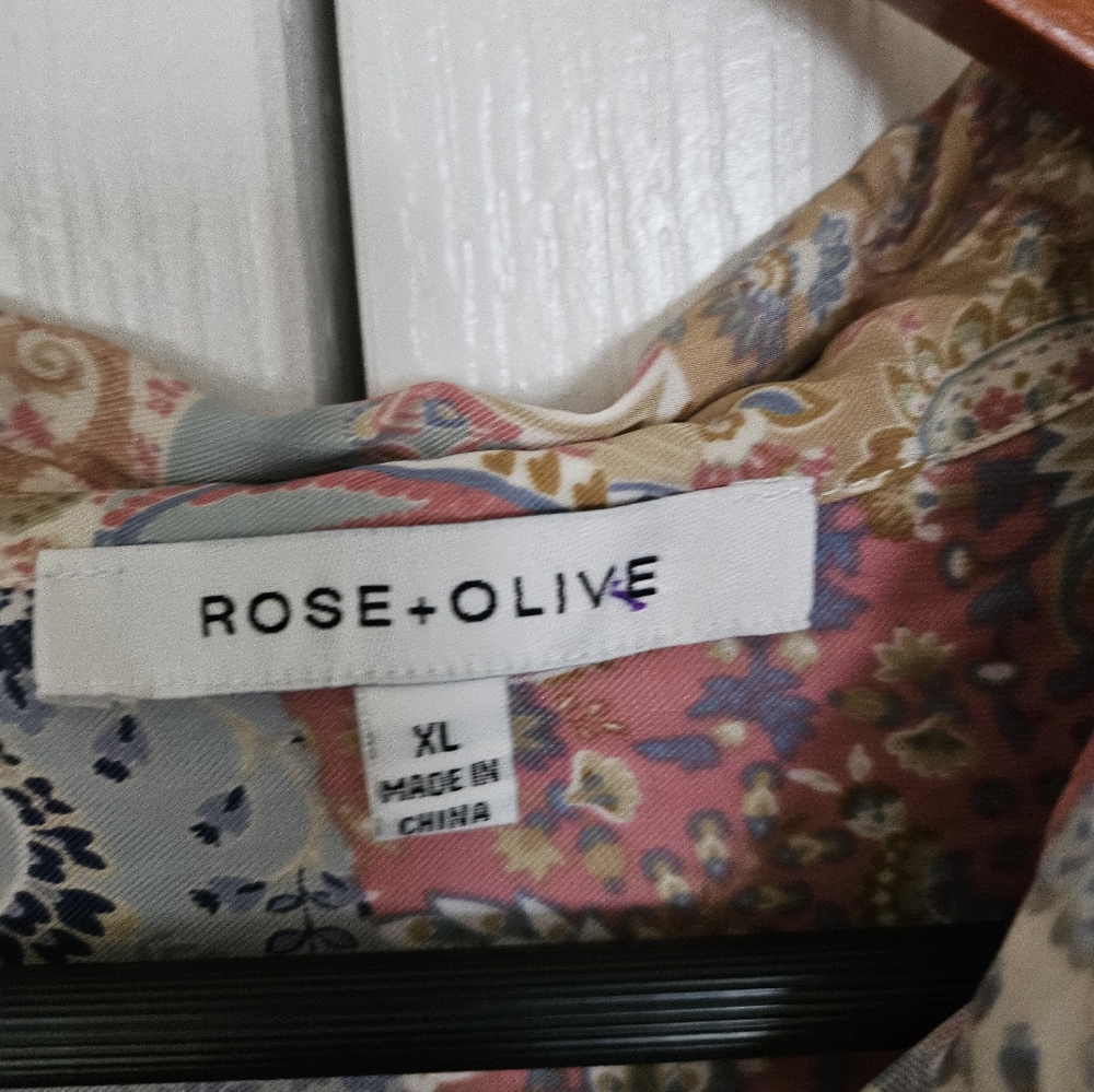 Rose + Olive Paisley Patchwork Button Down Blouse… - image 11